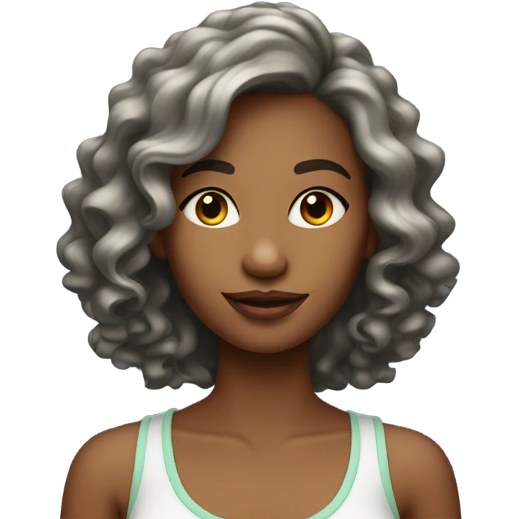 Coquette Girl with wavy silky hair and tank top outfit emoji