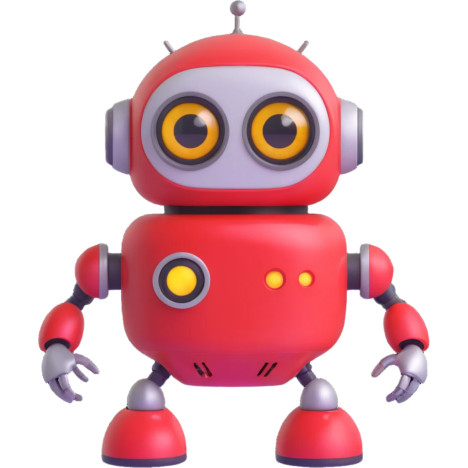 Friendly robot with big expressive eyes — round head, glossy finish, slightly clumsy but charming, cute (think Wall-E meets Baymax). emoji