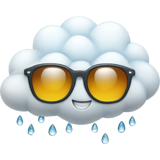 rainy cloud , rain droplets with sunglasses and smiling emoji