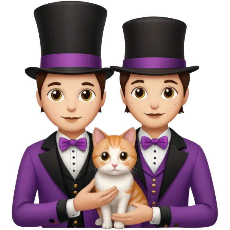 magician couple and their pet cat emoji