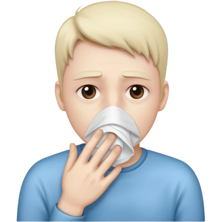 sick person with tissue on nose, and is shaking. emoji