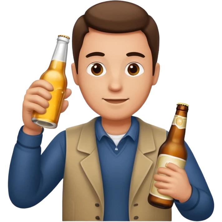 A man holding a beer bottle emoji