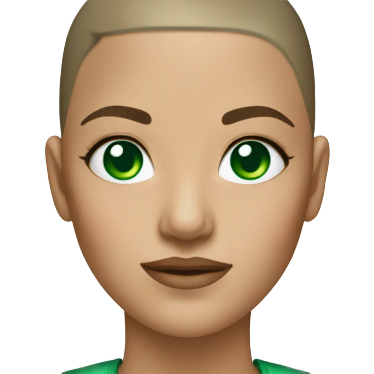 buzz cut woman with emerald eyes emoji