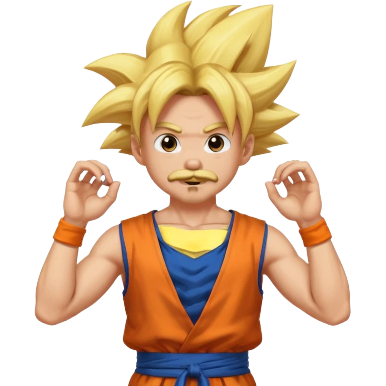 puedes hacer un chico con perilla y bigote el piercing septum y dos aros en las orejas haciendo la pose de goku super saiyan emoji