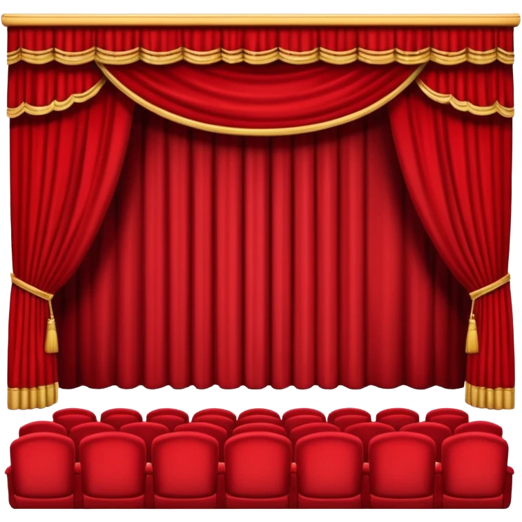 An emoji of an empty theatre stage with red curtains, simple emoji