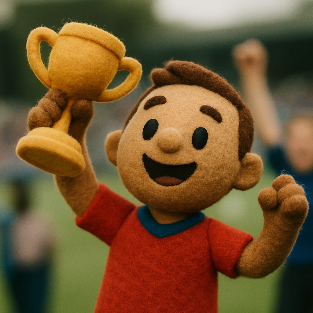 team celebrating with trophy emoji