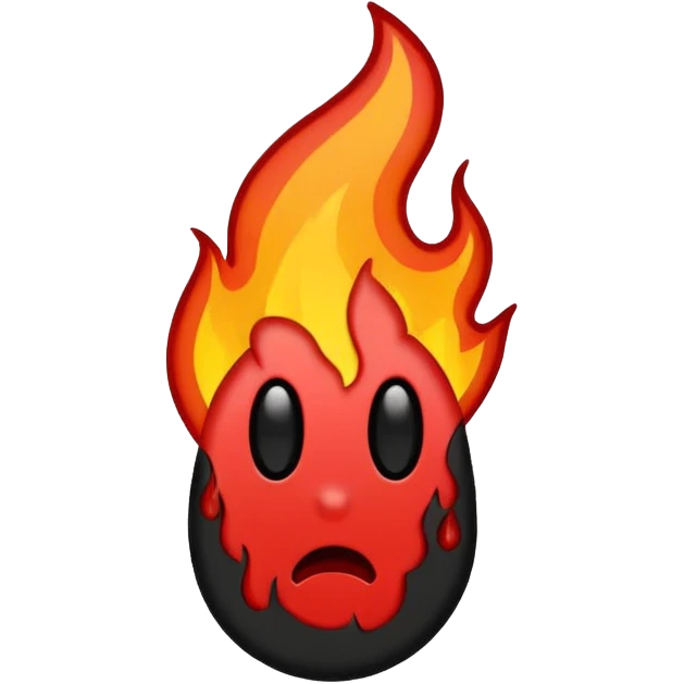 Minimalist emoji-style sticker of a bold exclamation mark surrounded by small flames or cracks. Black and dull red color palette, no outline.
 emoji