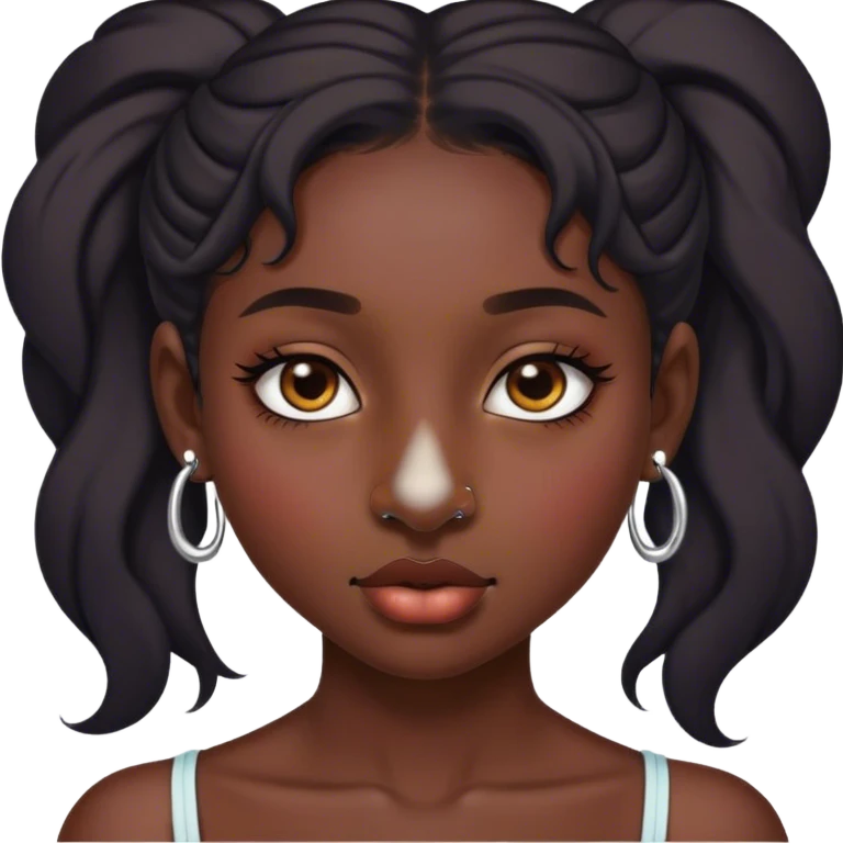 Dark skin girl with double nose piercing  emoji