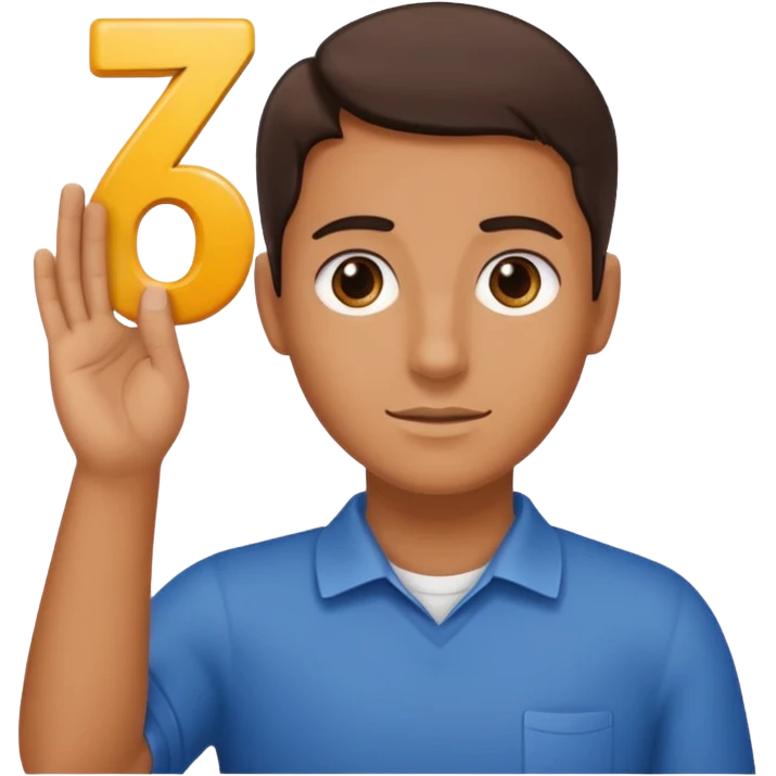 🤷🏻‍♂️ number 6 in left hand and number 7 in the right hand emoji