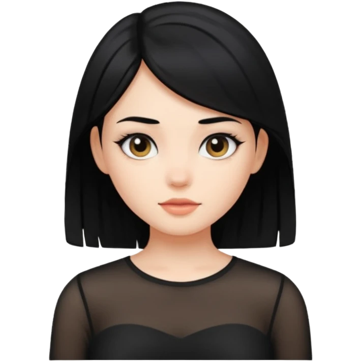 Кошка-девочка, черные волосы, в черном полупрозрачном лифчике emoji