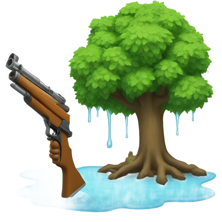 Tree with a water shotgun emoji