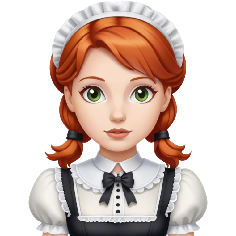 Redheaded woman and a French maid outfit emoji