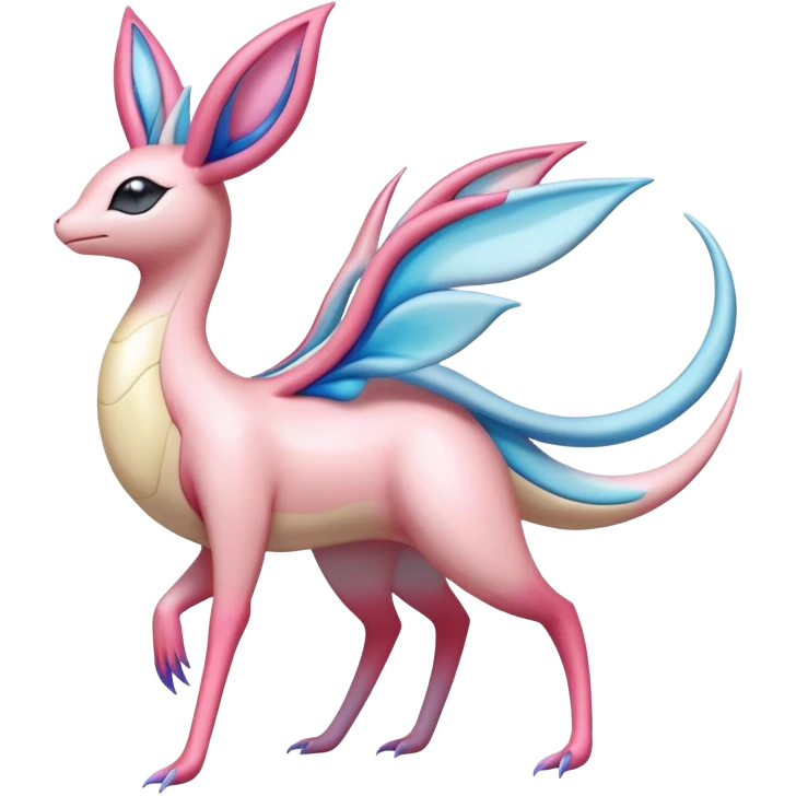 Colorful Shiny Exotic Cresselia-Sylveon-Milotic-Fakémon-hybrid-creature (full body)  emoji