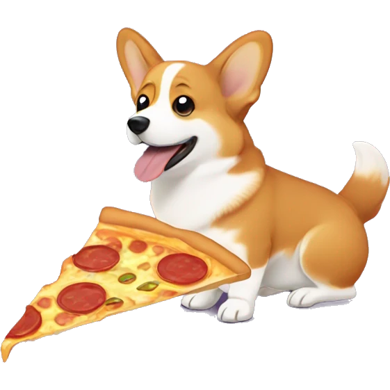 corgi eating old pizza crust emoji