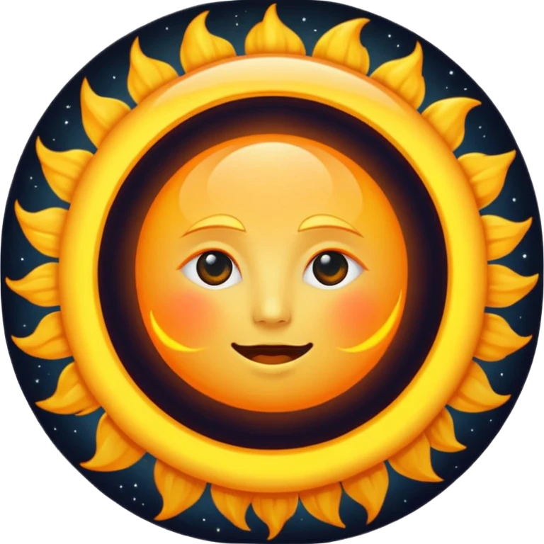 Eclipse – Dark moon covering sun, glowing corona emoji