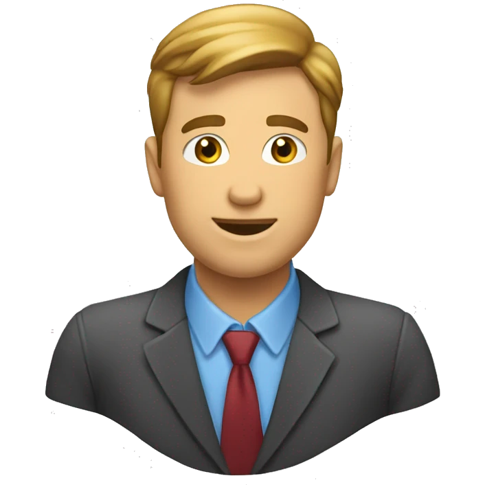 un homme assis derriere un bureau emoji