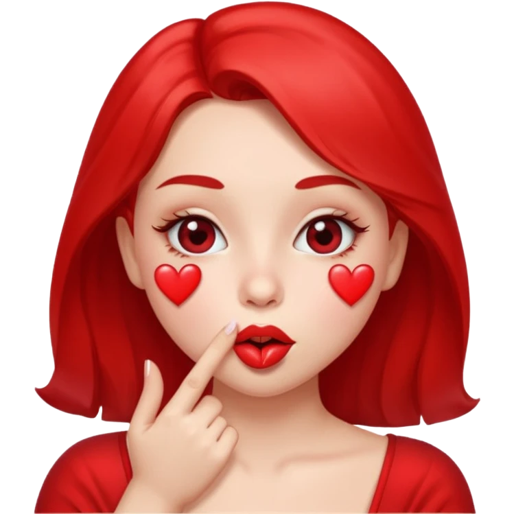 Emoji, girl's face blowing a kiss, puckered lips, small heart emoji