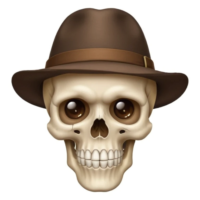 Skull wearing brown hat and hand sing to silence  emoji
