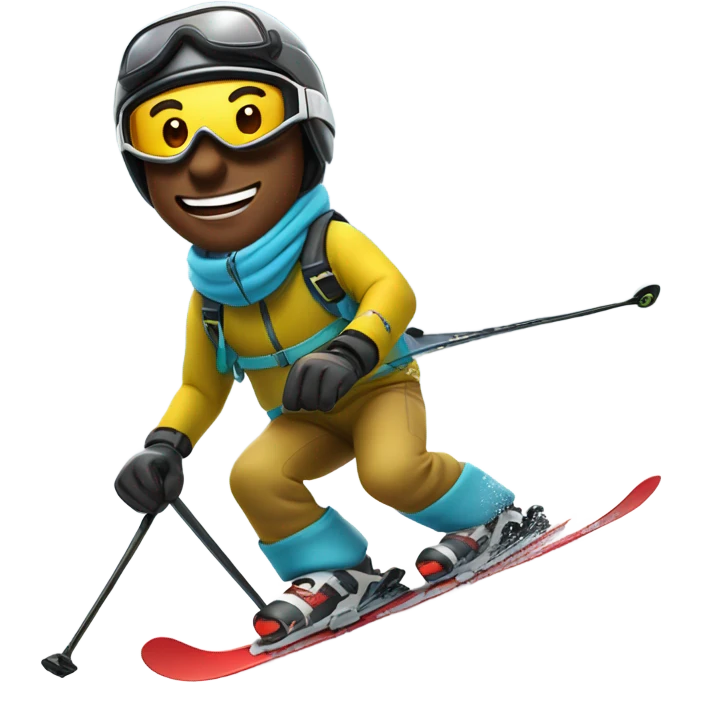 Brandon skiing down a snowy mountain  emoji