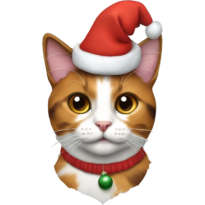 Calico cat in a Christmas hat  emoji