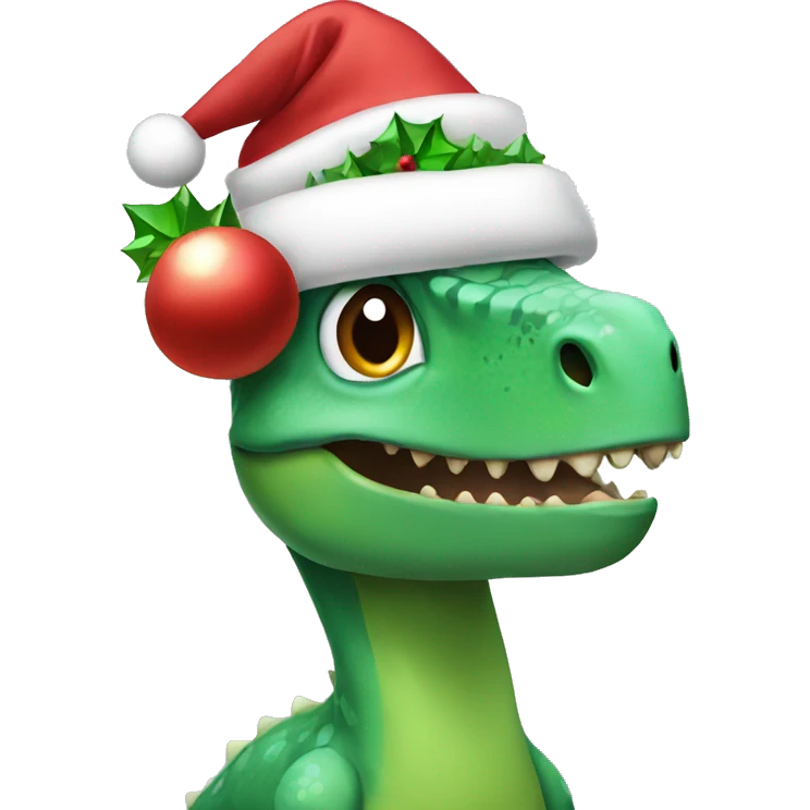 Dinosaur with christmas hat emoji