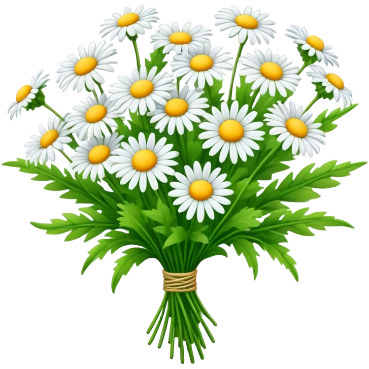 big bouquet Daisy Fleabane stem, leaf emoji