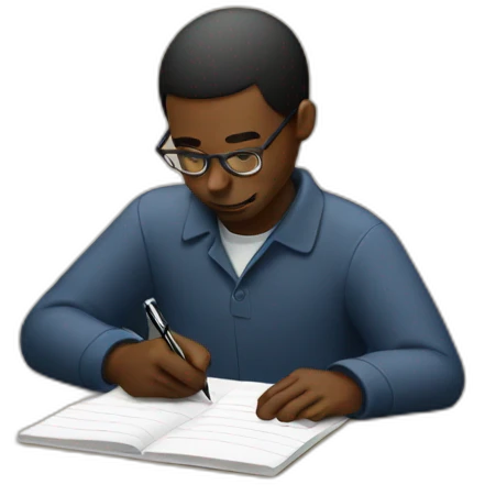 black man writing with pen emoji
