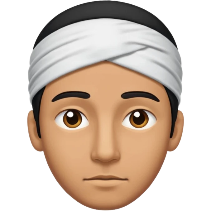 necesito la cara de un hombre con una vincha de color negro en la frente. la vincha tiene que ser angosta y tiene que estar en la frente del hombre, arriba de los ojos y abajo del pelo. emoji