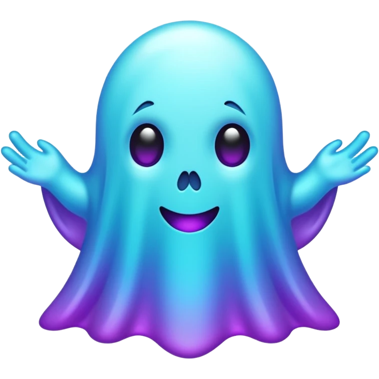 glitter cian and purple ghost emoji