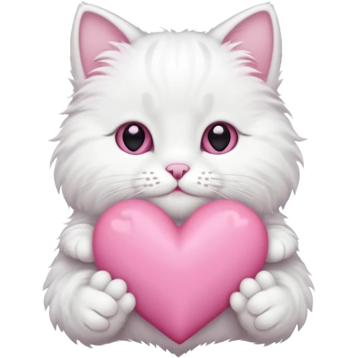 white cat hands holding a pink heart emoji