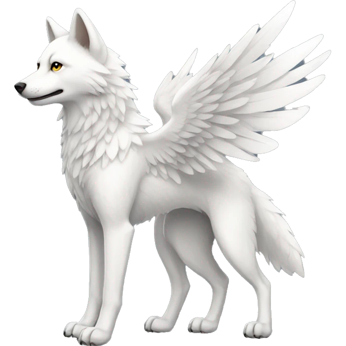 White Winged Wolf full body emoji
