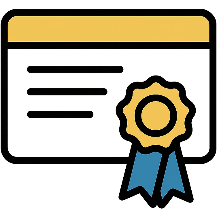 certificate with gold seal, elegant style, refined and classy color outline icon emoji