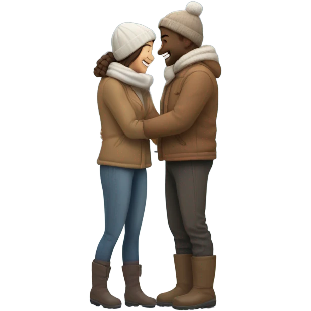 happy couple in the snow emoji