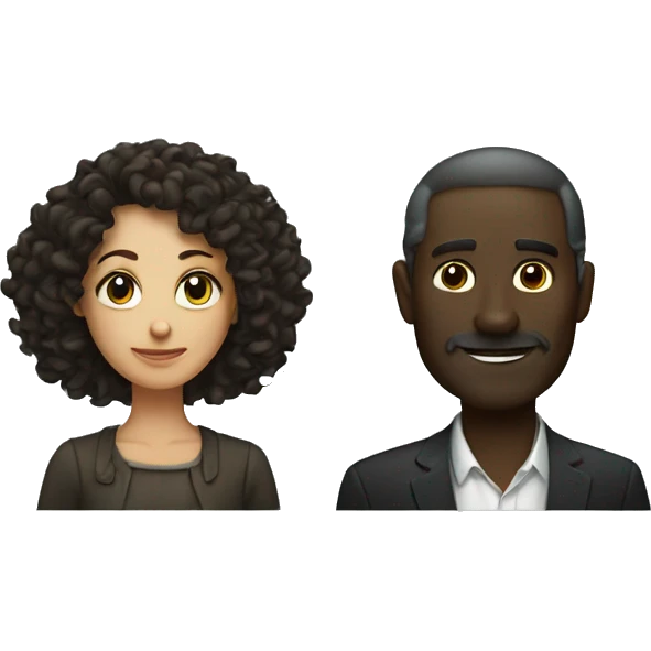 A very tall dark man and a short woman with curly hair  emoji