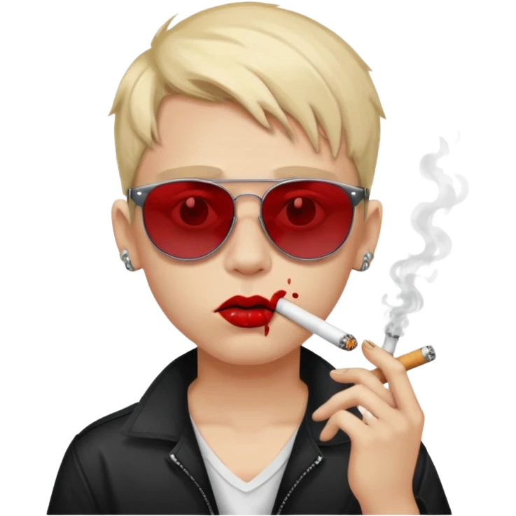 boy with piercing sunglasses blood smoking cigarette emoji