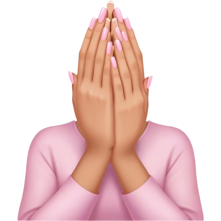 praying hands emoji with light pink acrylic nails emoji