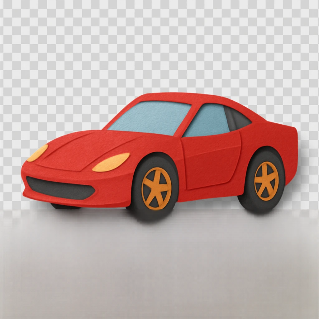 red Ferrari sports car, paper craft style emoji