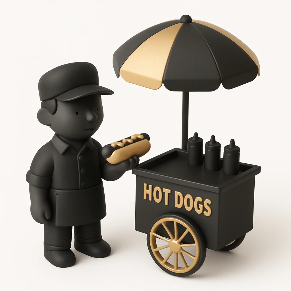 hotdog seller in New York with cart emoji