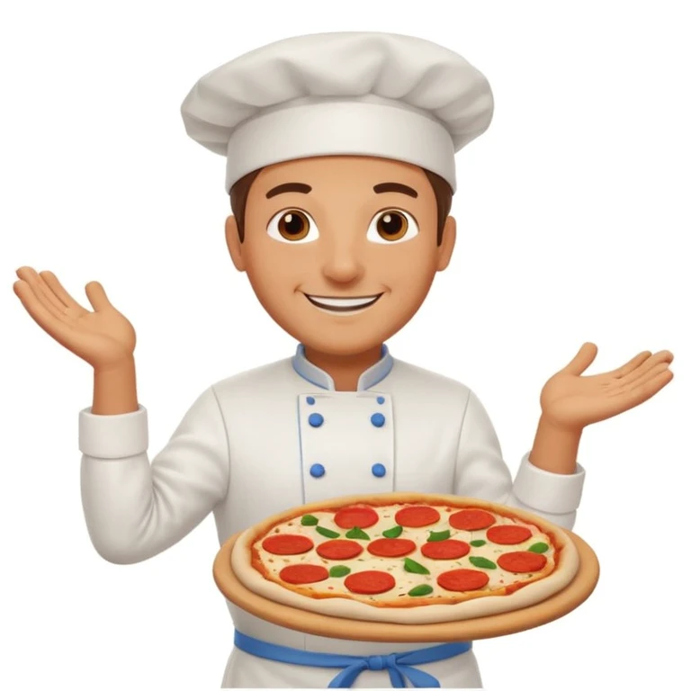 smiling Italian chef spinning pizza dough emoji