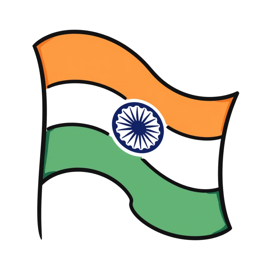 Indian flag with saffron, white, and green horizontal stripes and blue Ashoka Chakra wheel in the center emoji