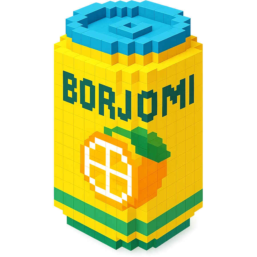 Borjomi lemonade can with a minimalist design, using bright colors and clean lines emoji