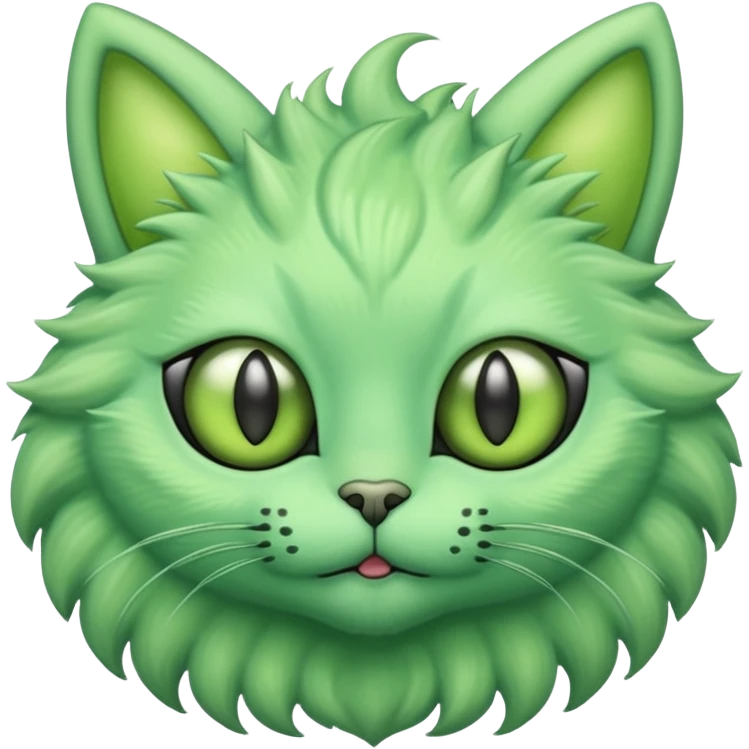 I want a cute fluffy green cat with alien eyes and alien antennas emoji