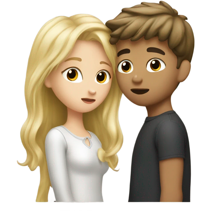 Blonde girl kissing brunette boy emoji