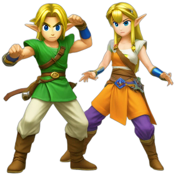 Link and Zelda fusion dance from dragon ball emoji
