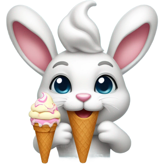 Bunny eating ice cream emoji