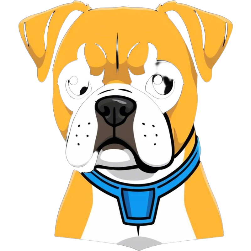 Blonde boxer, dog face with a slot under right emoji