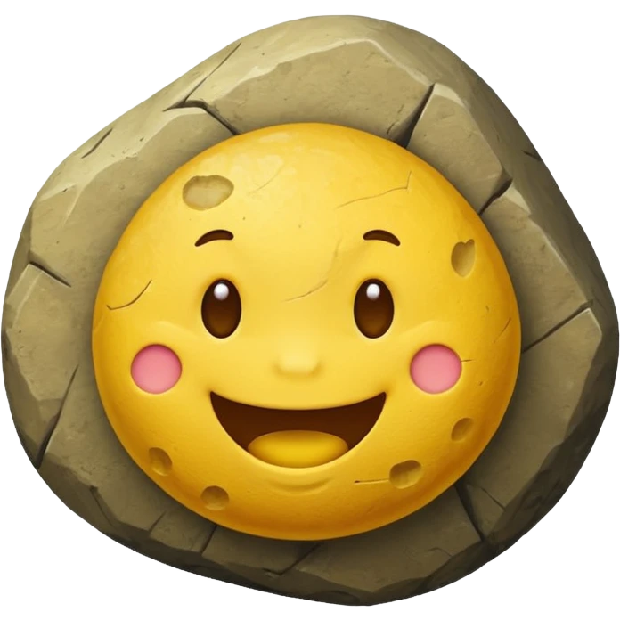 make the yellow emoji face eat a boulder emoji