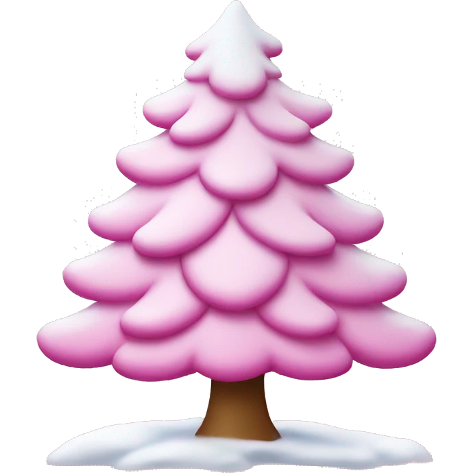 Pink Christmas tree with snow emoji