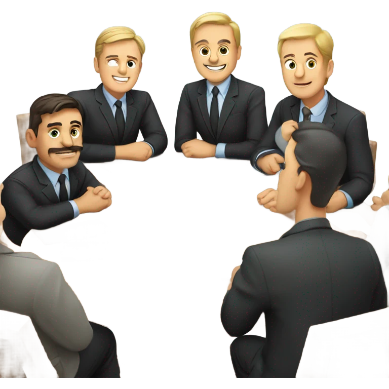 6 Caucasian men sitting at a round table emoji