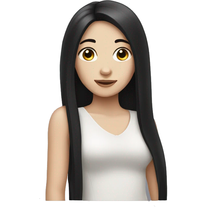 Girl with long black hair and white skin emoji